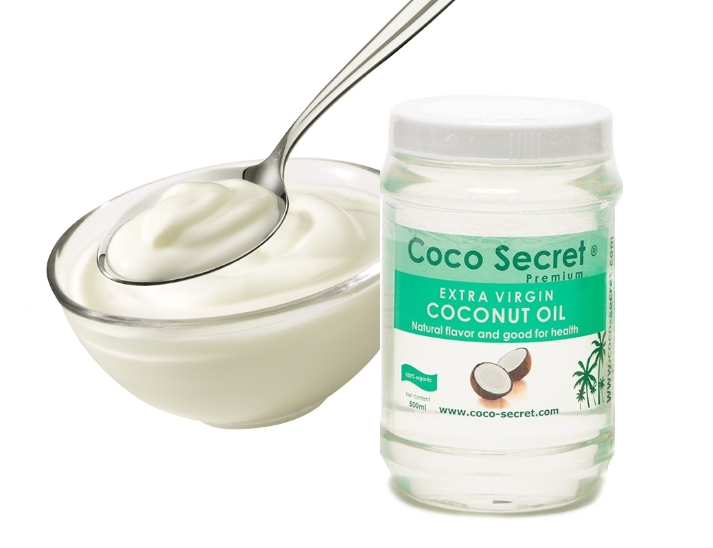 Dầu dừa coco secret và sữa chua mà một loại mặt nạ trị mụn và thâm mụn tuyệt vời - khoedeptainha.vn
