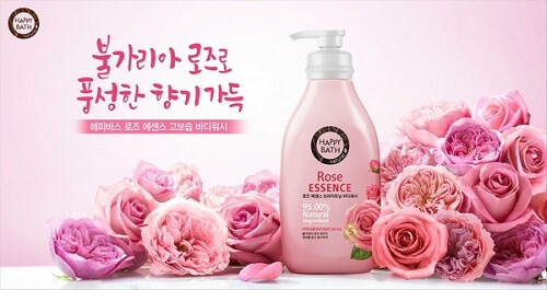 Sữa tắm hoa hồng Happy Bath, cho làn da sạch đẹp, sáng hồng rạng rỡ